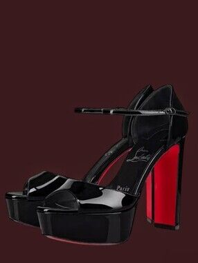 Christian Louboutin Platform Mary Jane Heels With Red Sole Accent